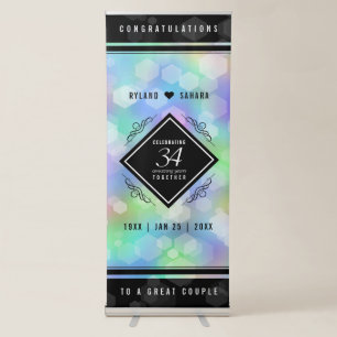 Elegant 34th Opal Wedding Anniversary Celebration Retractable Banner