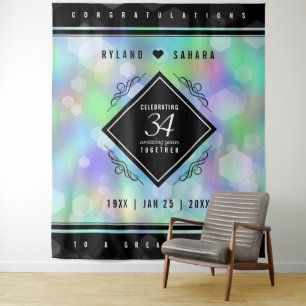 Elegant 34th Opal Wedding Anniversary Celebration Tapestry
