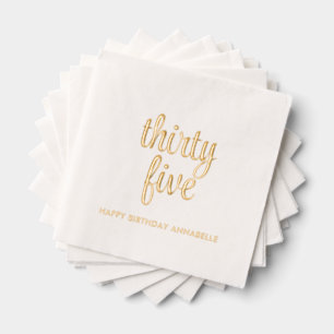 Elegant 35th Birthday Modern Gold Foil Napkins