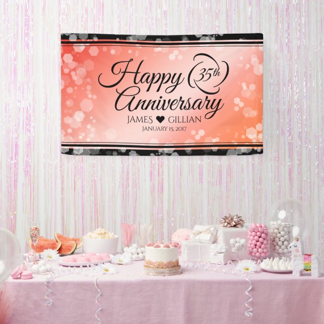 Elegant 35th Coral Wedding Anniversary Celebration Banner (Party)