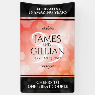Elegant 35th Coral Wedding Anniversary Celebration Banner