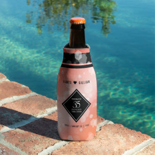 Elegant 35th Coral Wedding Anniversary Celebration Bottle Cooler