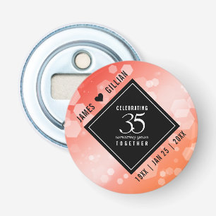 Elegant 35th Coral Wedding Anniversary Celebration Bottle Opener