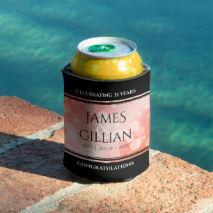 Elegant 35th Coral Wedding Anniversary Celebration Can Cooler