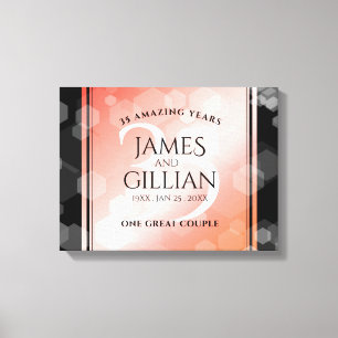 Elegant 35th Coral Wedding Anniversary Celebration Canvas Print