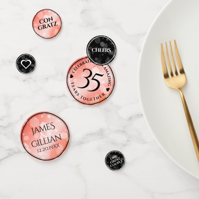 Elegant 35th Coral Wedding Anniversary Celebration Confetti (Group)