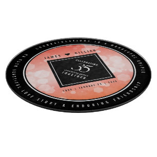 Elegant 35th Coral Wedding Anniversary Celebration Cutting Board