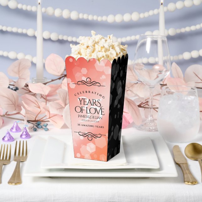 Elegant 35th Coral Wedding Anniversary Celebration Favour Box (Wedding)