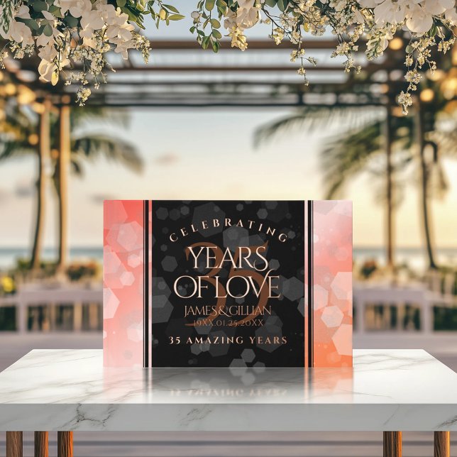 Elegant 35th Coral Wedding Anniversary Celebration Guest Book (Elegant 35th Coral Wedding Anniversary 9x6-inch Foil Guest Book Cover Photo 1)
