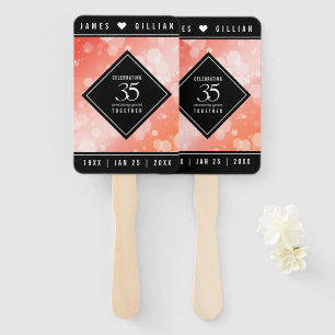Elegant 35th Coral Wedding Anniversary Celebration Hand Fan