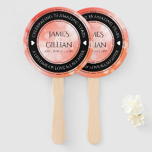 Elegant 35th Coral Wedding Anniversary Celebration Hand Fan