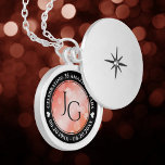 Elegant 35th Coral Wedding Anniversary Celebration Locket Necklace<br><div class="desc">Celebrate the 35th wedding anniversary with this commemorative locket! Elegant black and white lettering with hexagonal confetti on a coral pink background add a memorable touch for this special occasion and extraordinary milestone. Customise with couple's initials, a special message, and dates for their coral anniversary. Design © W.H. Sim. See...</div>