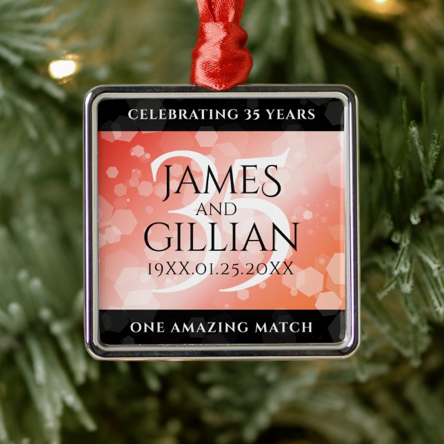 Elegant 35th Coral Wedding Anniversary Celebration Metal Tree Decoration (Tree)