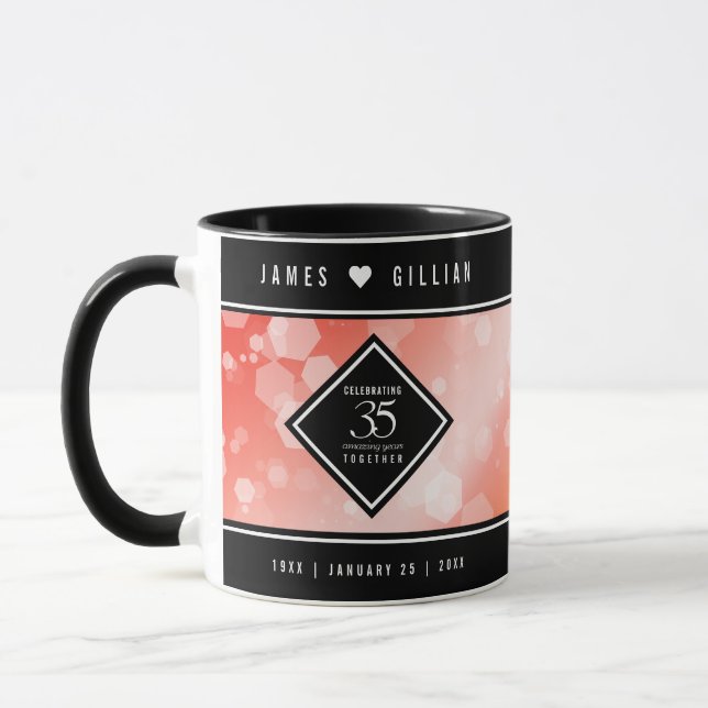 Elegant 35th Coral Wedding Anniversary Celebration Mug (Left)