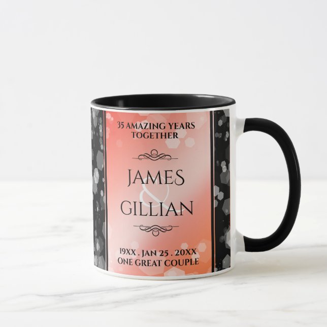 Elegant 35th Coral Wedding Anniversary Celebration Mug (Right)