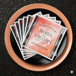 Elegant 35th Coral Wedding Anniversary Celebration Napkin