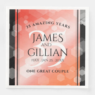 Elegant 35th Coral Wedding Anniversary Celebration Napkin