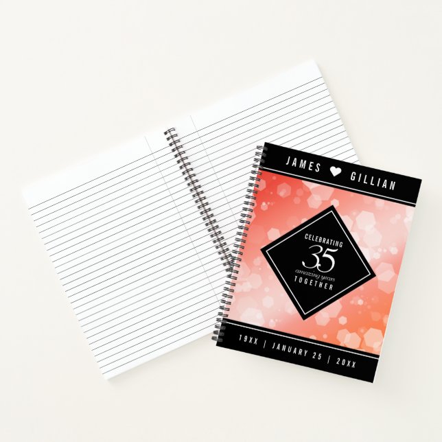 Elegant 35th Coral Wedding Anniversary Celebration Notebook (Inside)
