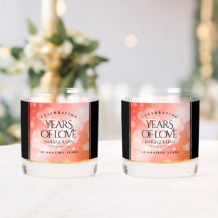 Elegant 35th Coral Wedding Anniversary Celebration Whiskey Glass