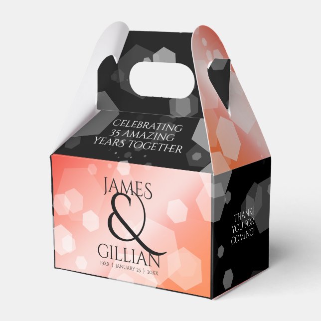 Elegant 35th Coral Wedding Anniversary Favour Box (Front Side)