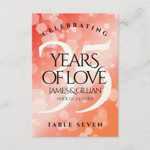 Elegant 35th Coral Wedding Anniversary Table Card