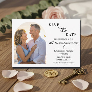 Elegant 35th Wedding Anniversary Photo Save The Date