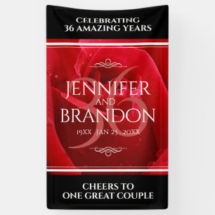 Elegant 36th Rose Wedding Anniversary Celebration Banner