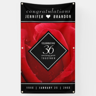 Elegant 36th Rose Wedding Anniversary Celebration Banner