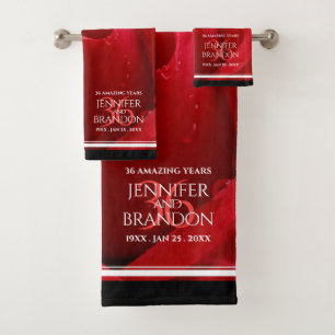 Elegant 36th Rose Wedding Anniversary Celebration Bath Towel Set