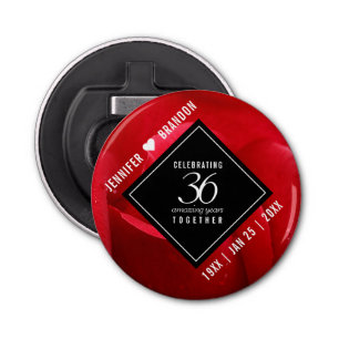 Elegant 36th Rose Wedding Anniversary Celebration Bottle Opener
