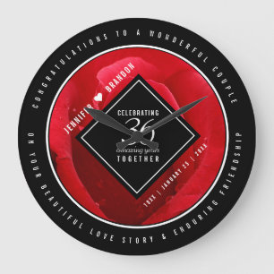 Elegant 36th Rose Wedding Anniversary Celebration Large Clock