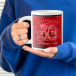 Elegant 36th Rose Wedding Anniversary Celebration Large Coffee Mug<br><div class="desc">Celebrate the 36th rose wedding anniversary with a couple of these stylish giant coffee mugs! Elegant lettering on a romantic red rose background add a memorable touch for this special occasion and extraordinary milestone. Personalise with the couple's names, dates of marriage and/or congratulatory messages. Reverse shows identical design. Design ©...</div>