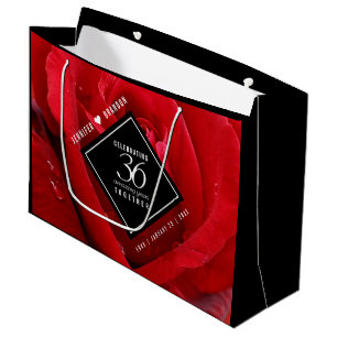 Elegant 36th Rose Wedding Anniversary Celebration Large Gift Bag