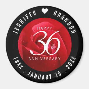 Elegant 36th Rose Wedding Anniversary Celebration Magnet