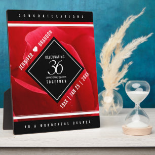 Elegant 36th Rose Wedding Anniversary Celebration Plaque