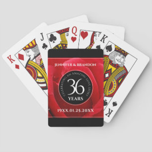 Elegant 36th Rose Wedding Anniversary Celebration Playing Cards
