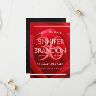 Elegant 36th Rose Wedding Anniversary Celebration Save The Date