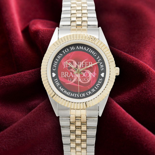 Elegant 36th Rose Wedding Anniversary Celebration Watch (Elegant 36th Rose Wedding Anniversary Wristwatch Cover Photo)