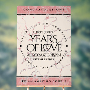 Elegant 37th Alabaster Wedding Anniversary Acrylic Sign