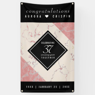 Elegant 37th Alabaster Wedding Anniversary Banner