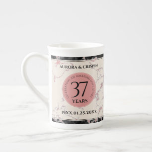 Elegant 37th Alabaster Wedding Anniversary Bone China Mug