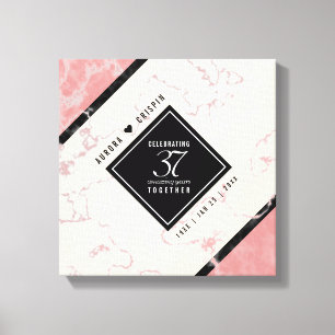 Elegant 37th Alabaster Wedding Anniversary Canvas Print