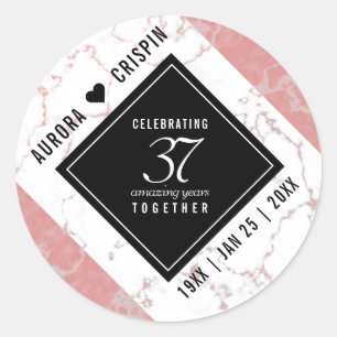 Elegant 37th Alabaster Wedding Anniversary Classic Round Sticker
