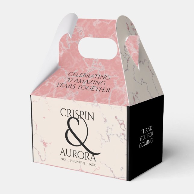 Elegant 37th Alabaster Wedding Anniversary Favour Box (Front Side)