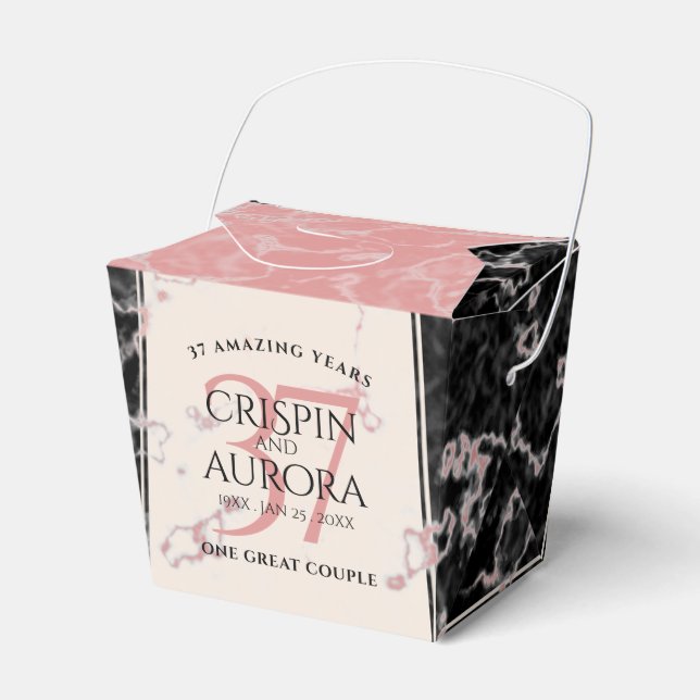 Elegant 37th Alabaster Wedding Anniversary Favour Box (Front Side)