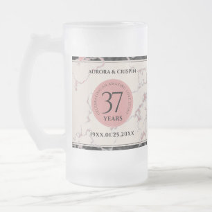 Elegant 37th Alabaster Wedding Anniversary Frosted Glass Beer Mug