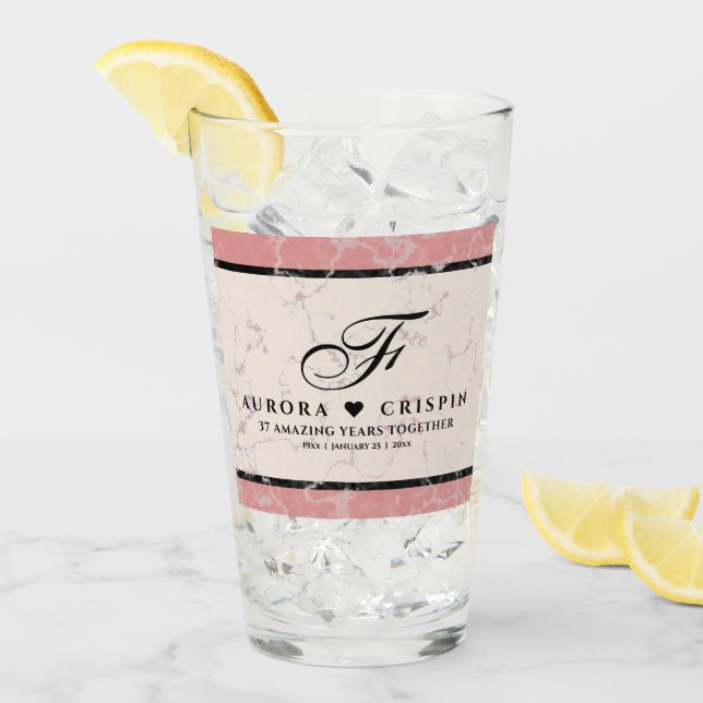 Elegant 37th Alabaster Wedding Anniversary Glass (Front Ice)