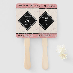 Elegant 37th Alabaster Wedding Anniversary Hand Fan