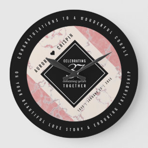 Elegant 37th Alabaster Wedding Anniversary Large Clock