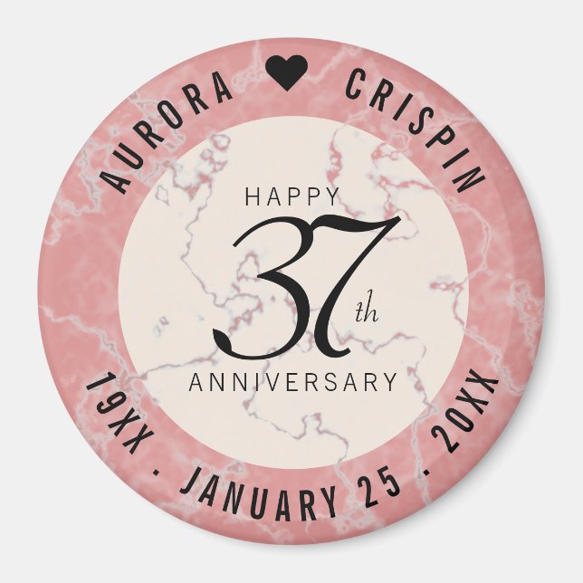Elegant 37th Alabaster Wedding Anniversary Magnet (Front)